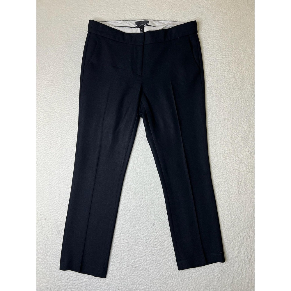 J Crew Campbell Dress Pants Womens 2 Black Wool Twill Slim Ankle Work Lined